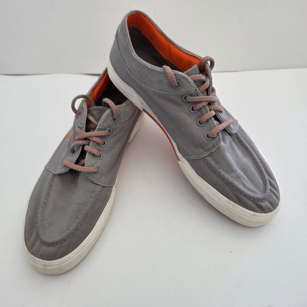 Polo Ralph Lauren Boatโ Shoes Grey Orange Canvas Moc Toe Mens 10